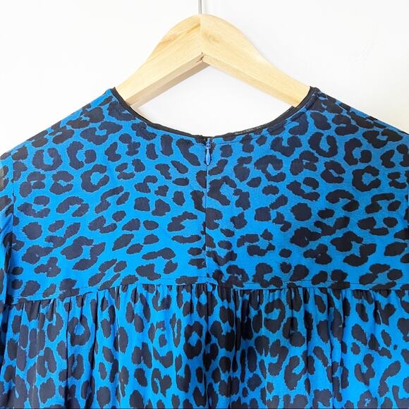 Ganni Carnivora Leopard Love for Leopard Mini Dress Blue Black Size 6 Medium - Picture 6 of 11